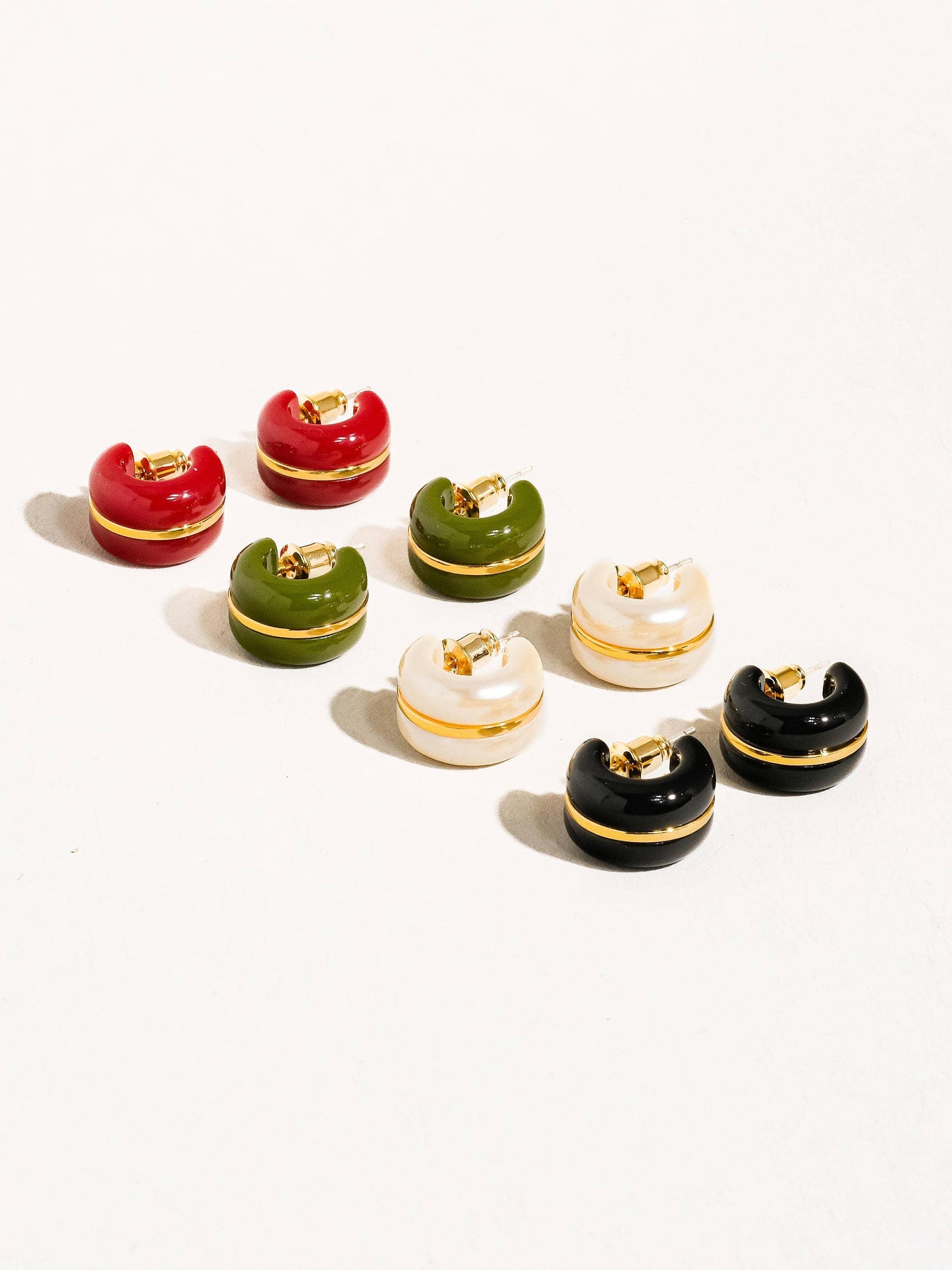 Arlo Small C Hoop Earring: Beige