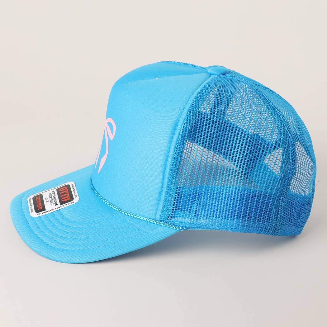 Color Pop Bow Graphic Mesh Back Trucker Hat