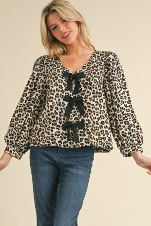 Leopard Print Bow Top
