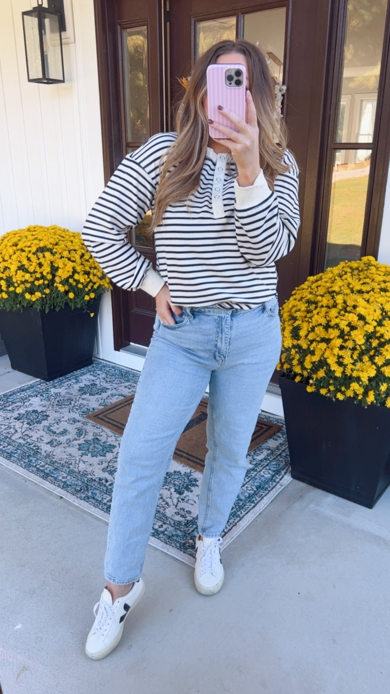 Tessa Stripe Henley Pullover