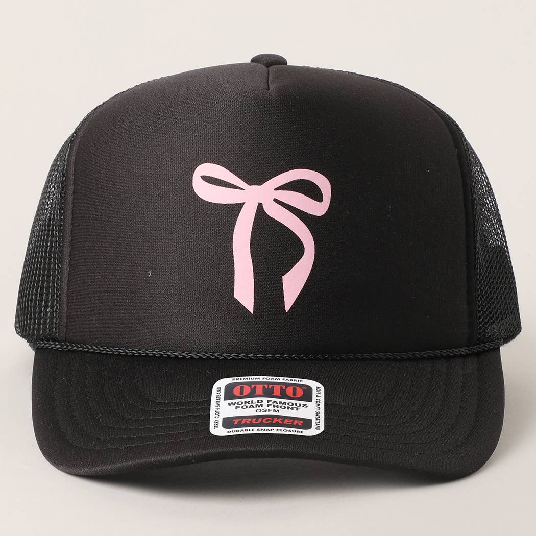 Color Pop Bow Graphic Mesh Back Trucker Hat