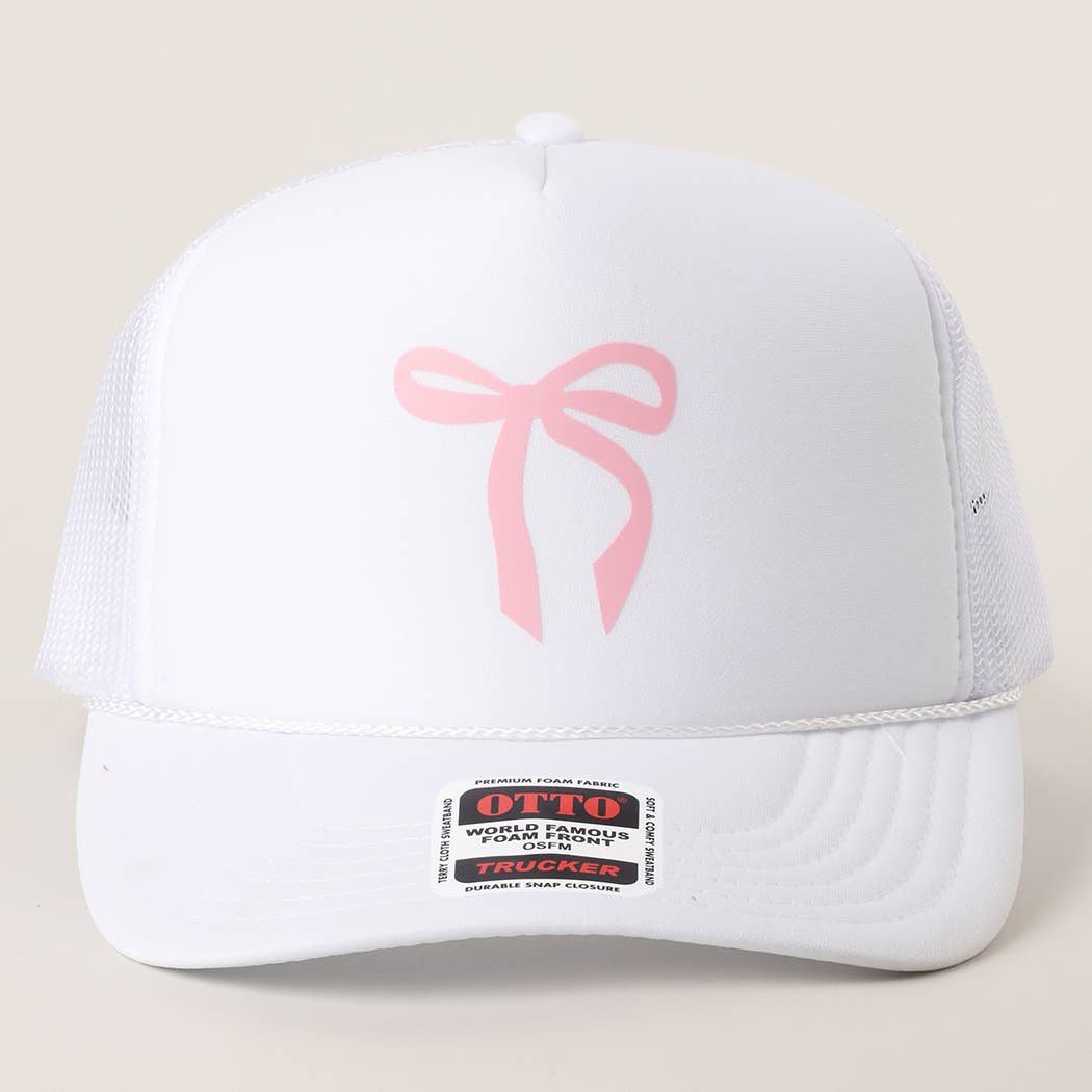 Color Pop Bow Graphic Mesh Back Trucker Hat