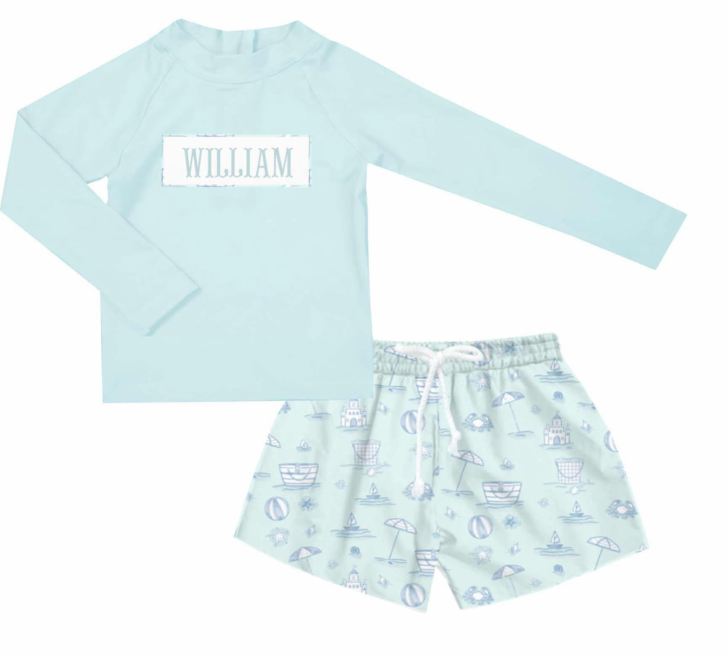 Boys Smocked Rash Guard and Trunks
