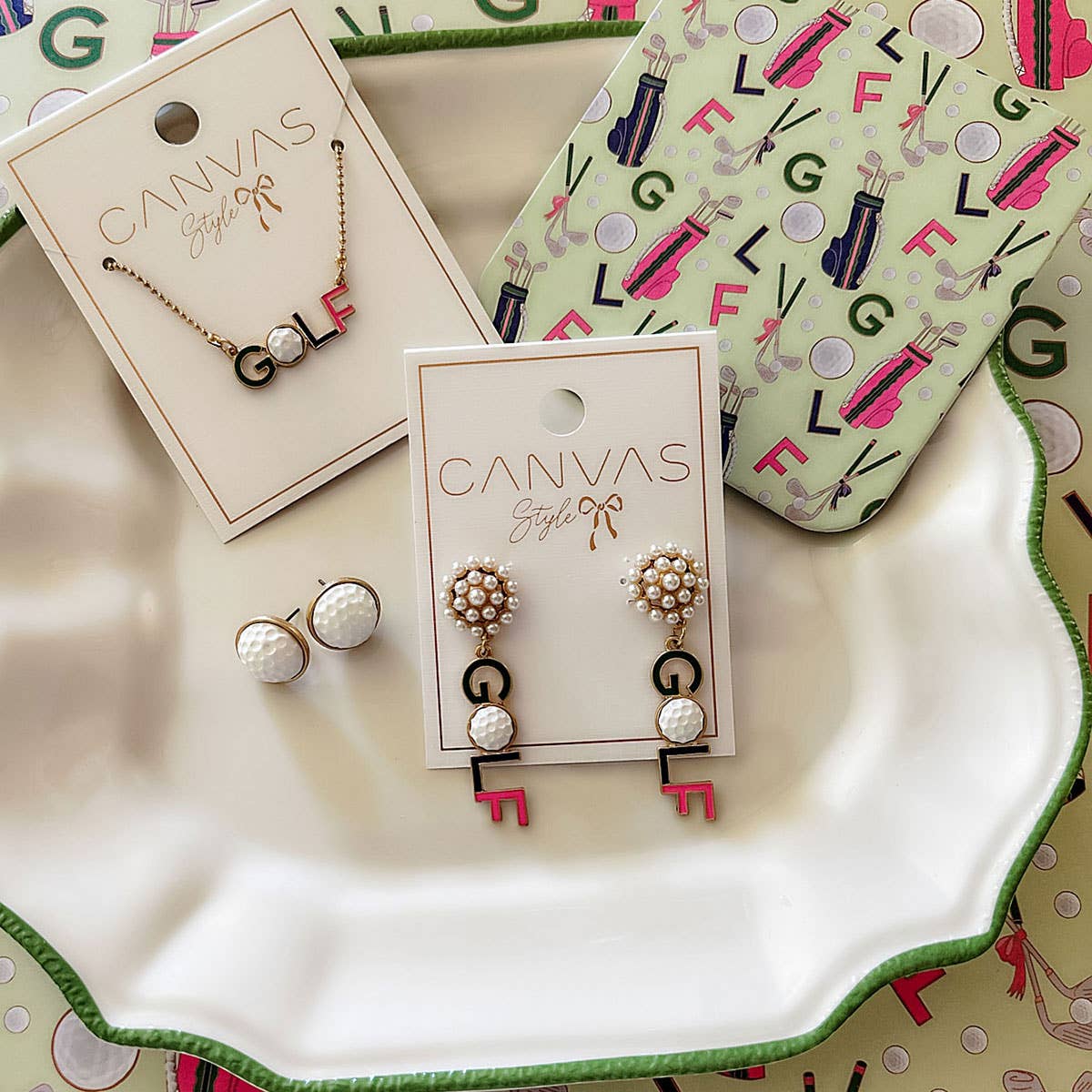 Golf Enamel Earrings in Multi