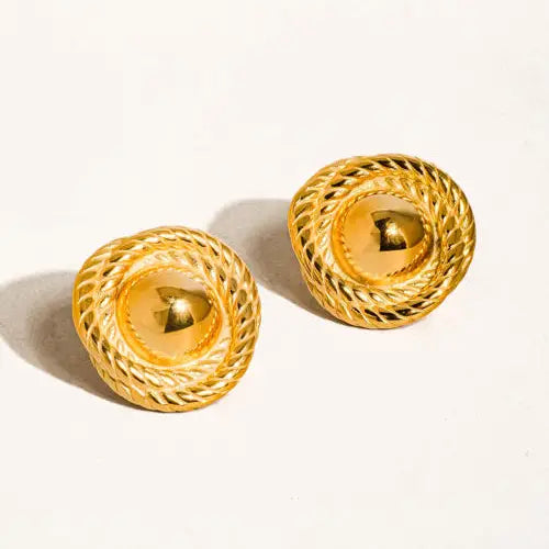 Reeva 18K Gold Non-Tarnish Classic Round Stud