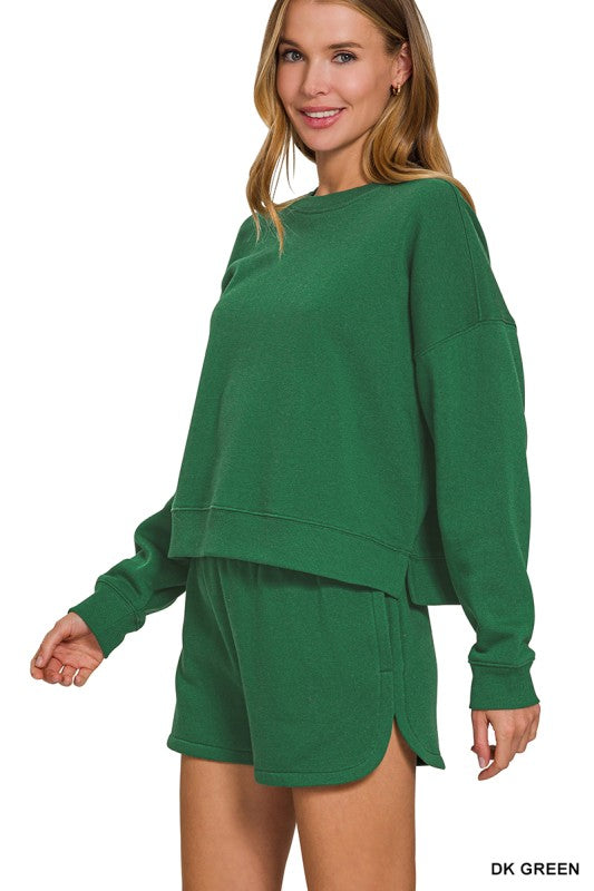 Fleece Long Sleeve Sweatshirts & Shorts Set