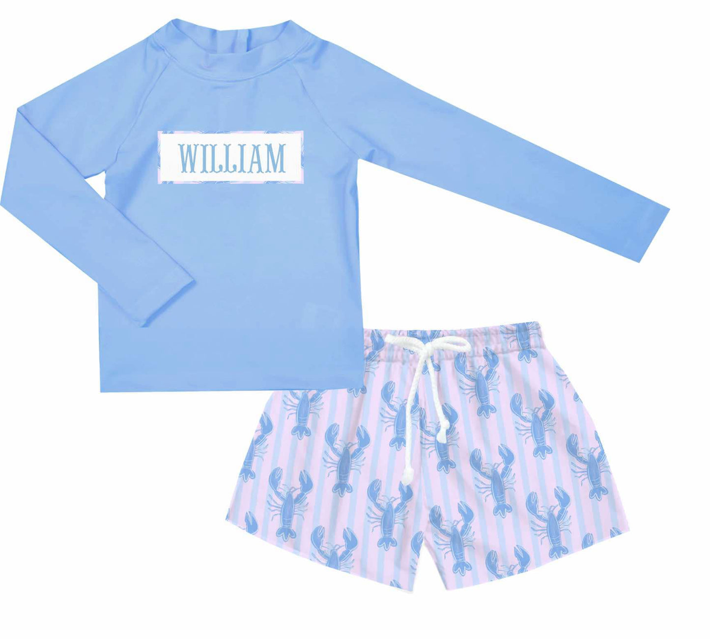 Boys Smocked Rash Guard and Trunks