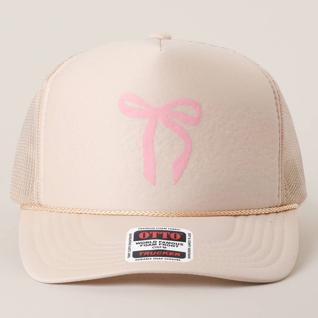 Color Pop Bow Graphic Mesh Back Trucker Hat