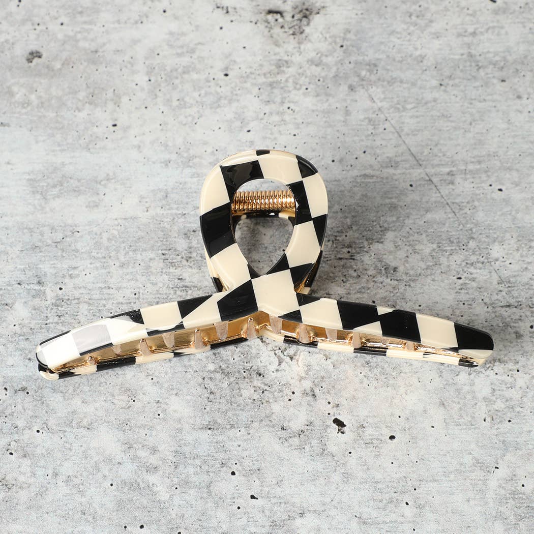 Dainty Checkered Pattern Thin Hair Claw Clip