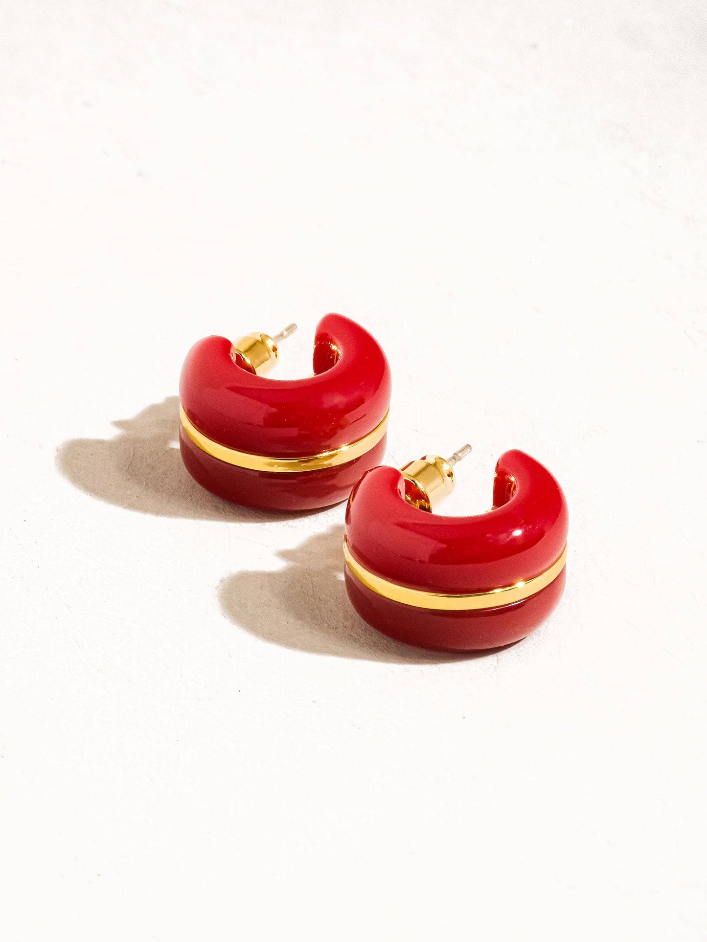 Arlo Small C Hoop Earring: Beige