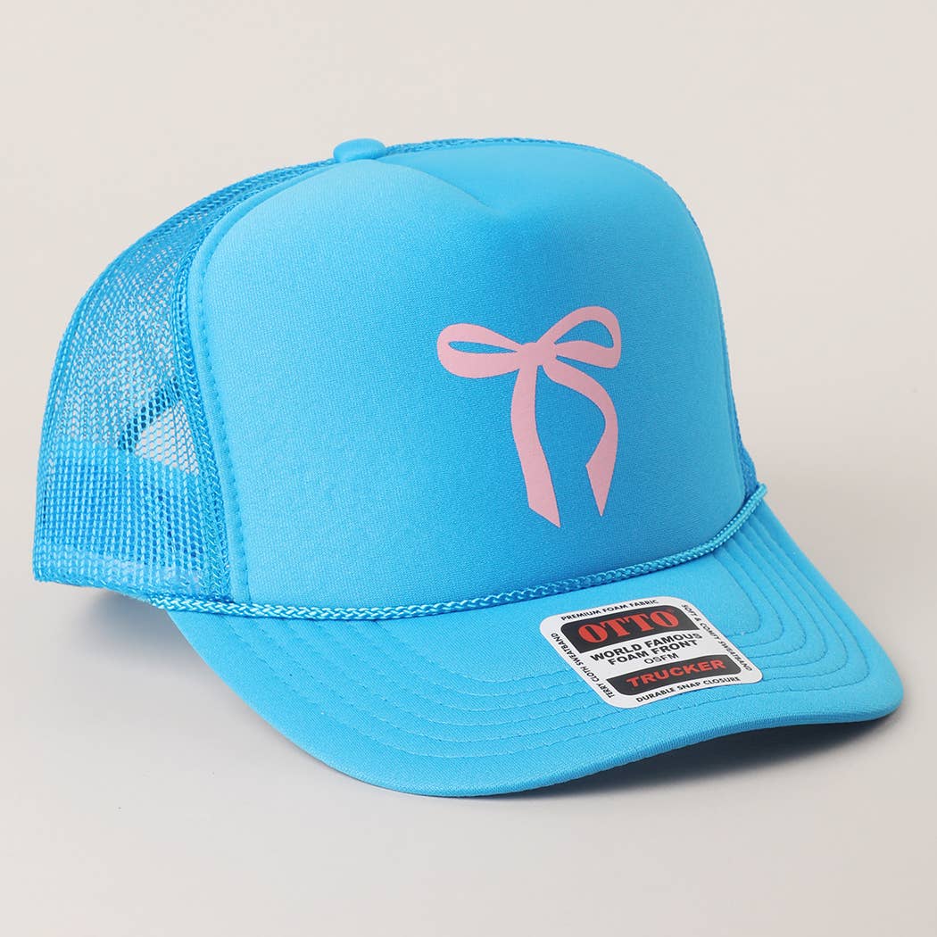 Color Pop Bow Graphic Mesh Back Trucker Hat
