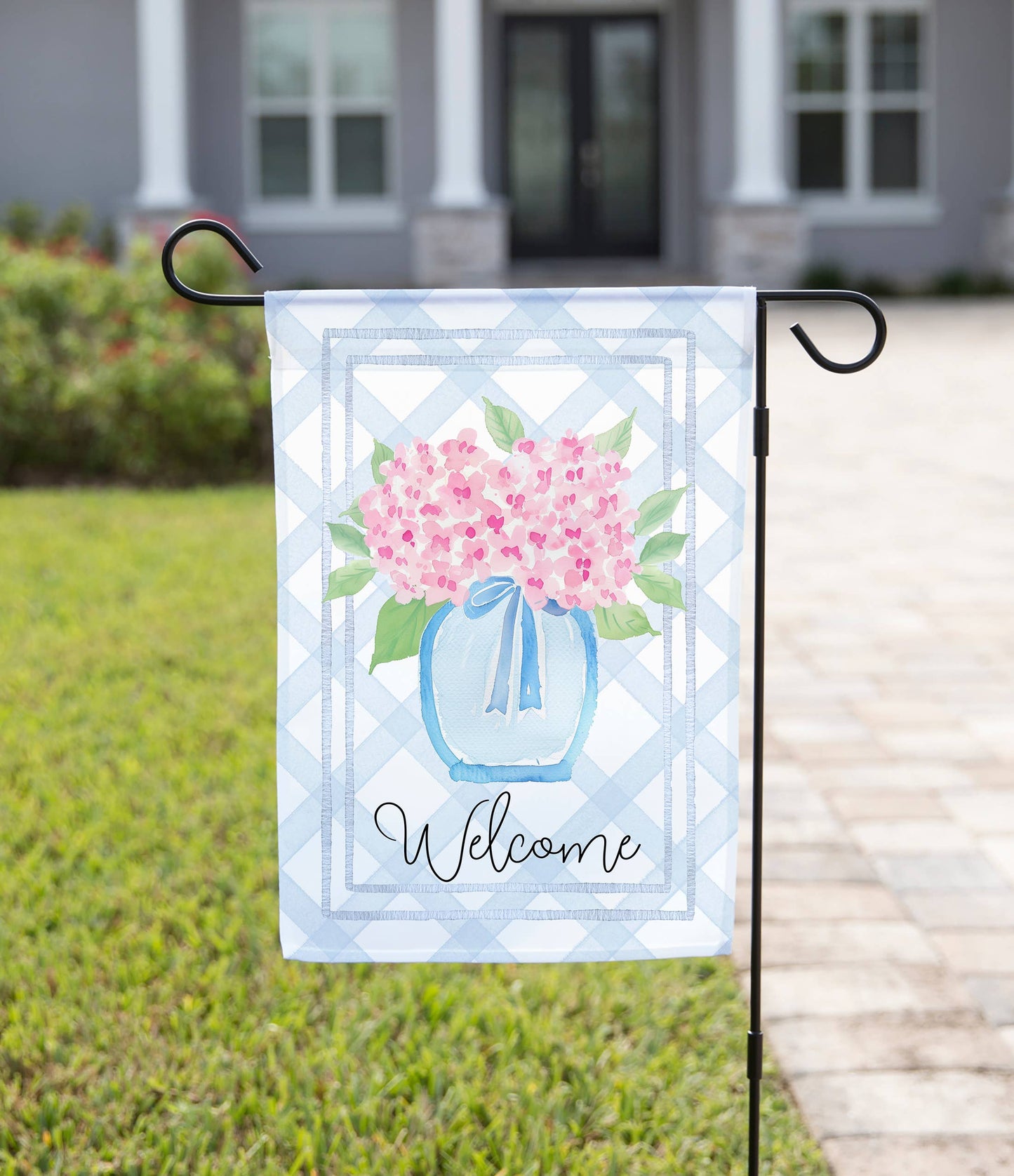Welcome Pink Bouquet Garden Flag