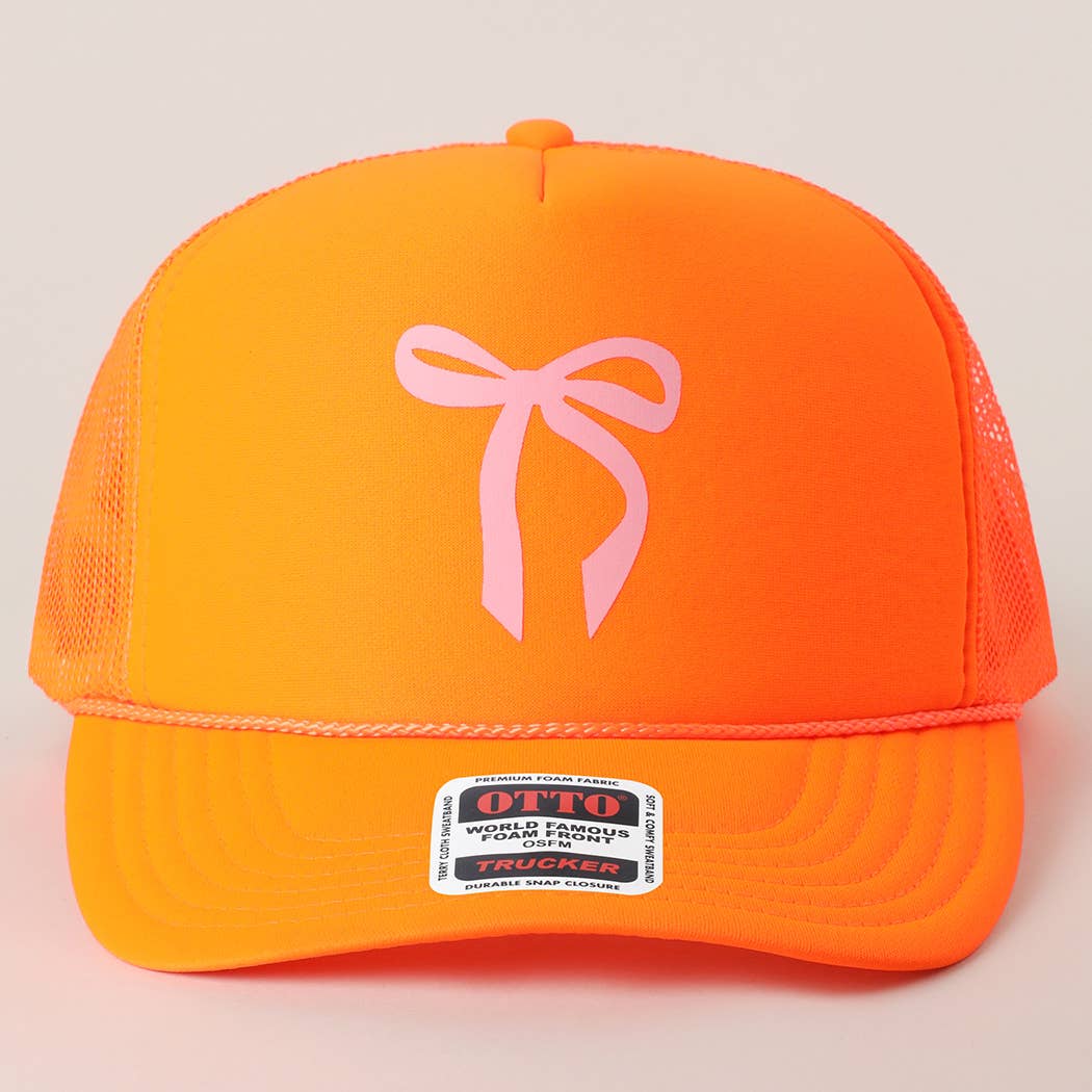 Color Pop Bow Graphic Mesh Back Trucker Hat