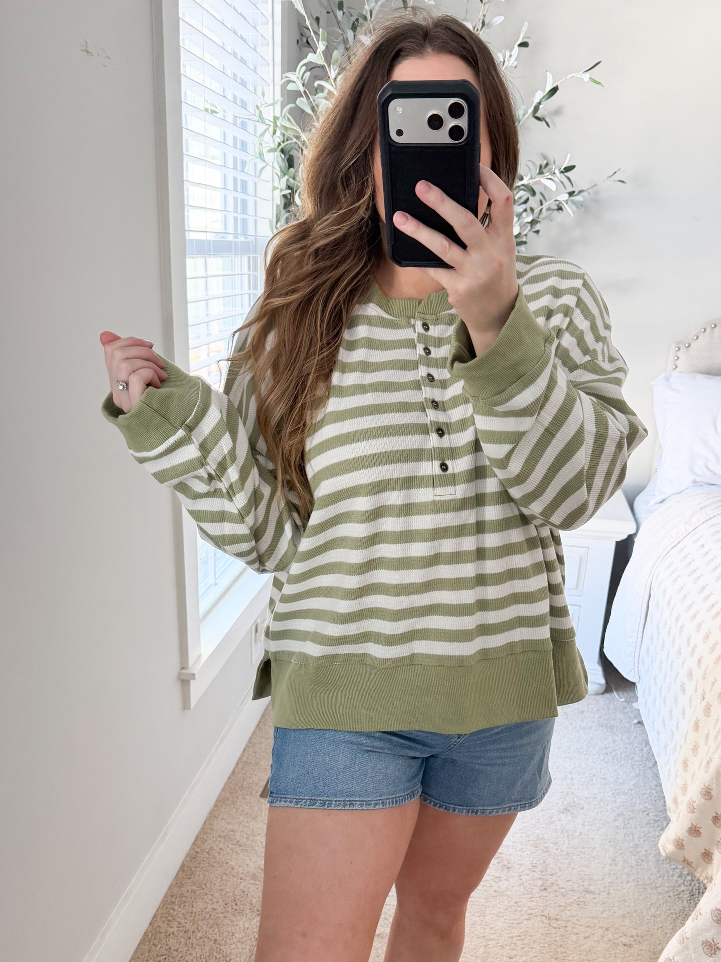Morning Sage Stripe Henley