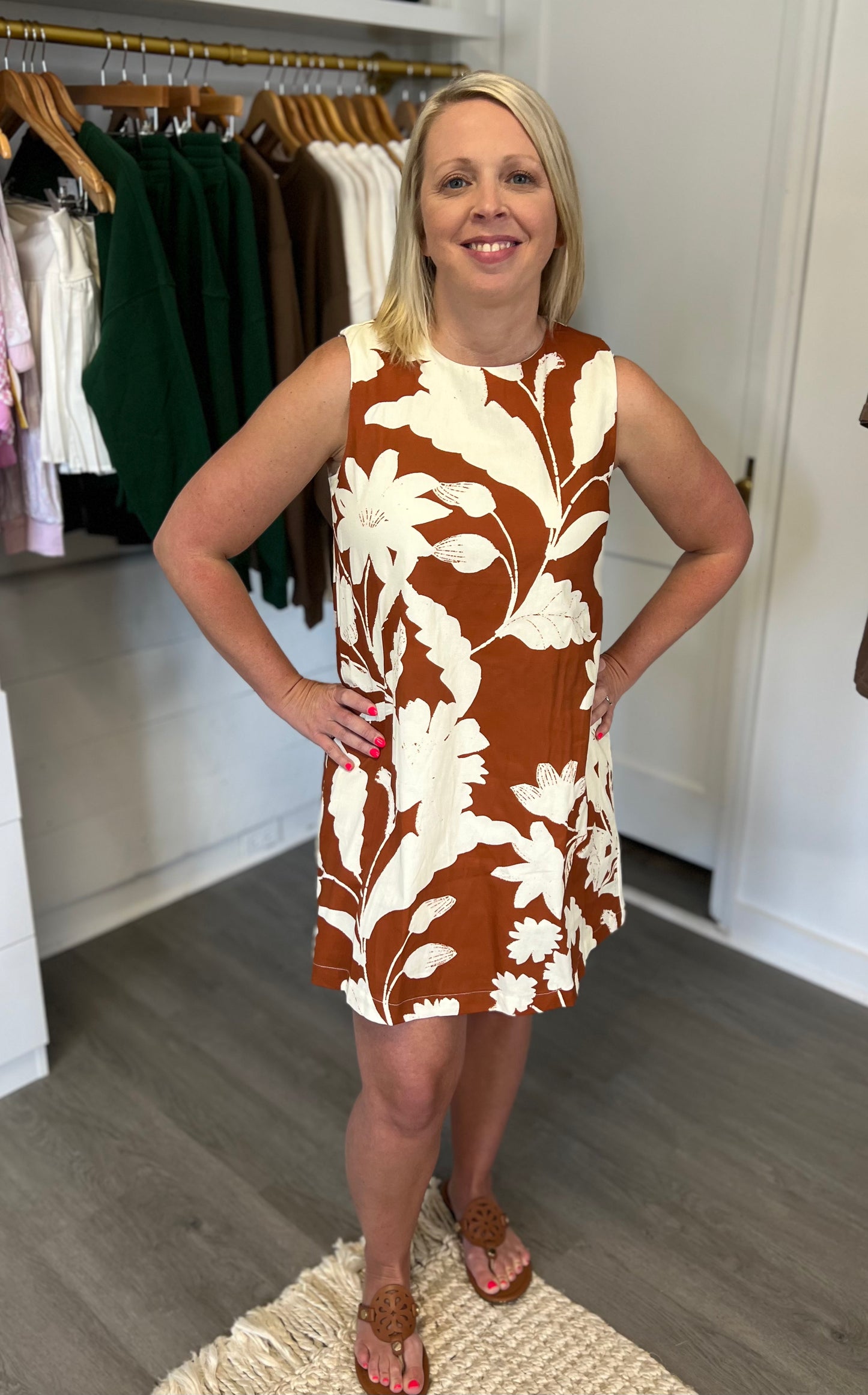 Rust Bloom Shift Dress