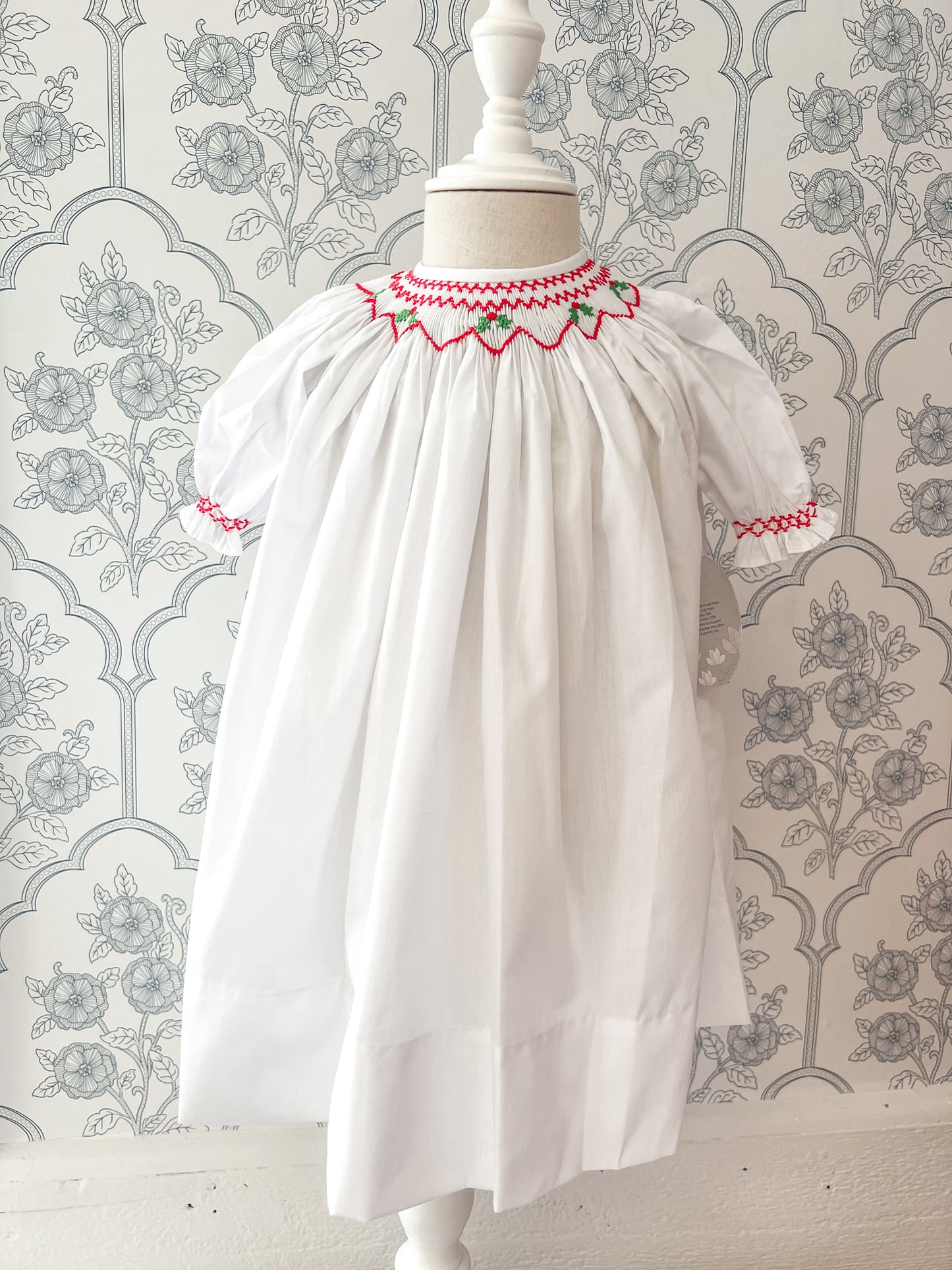 White Georgette Bishop Dress - Hollies