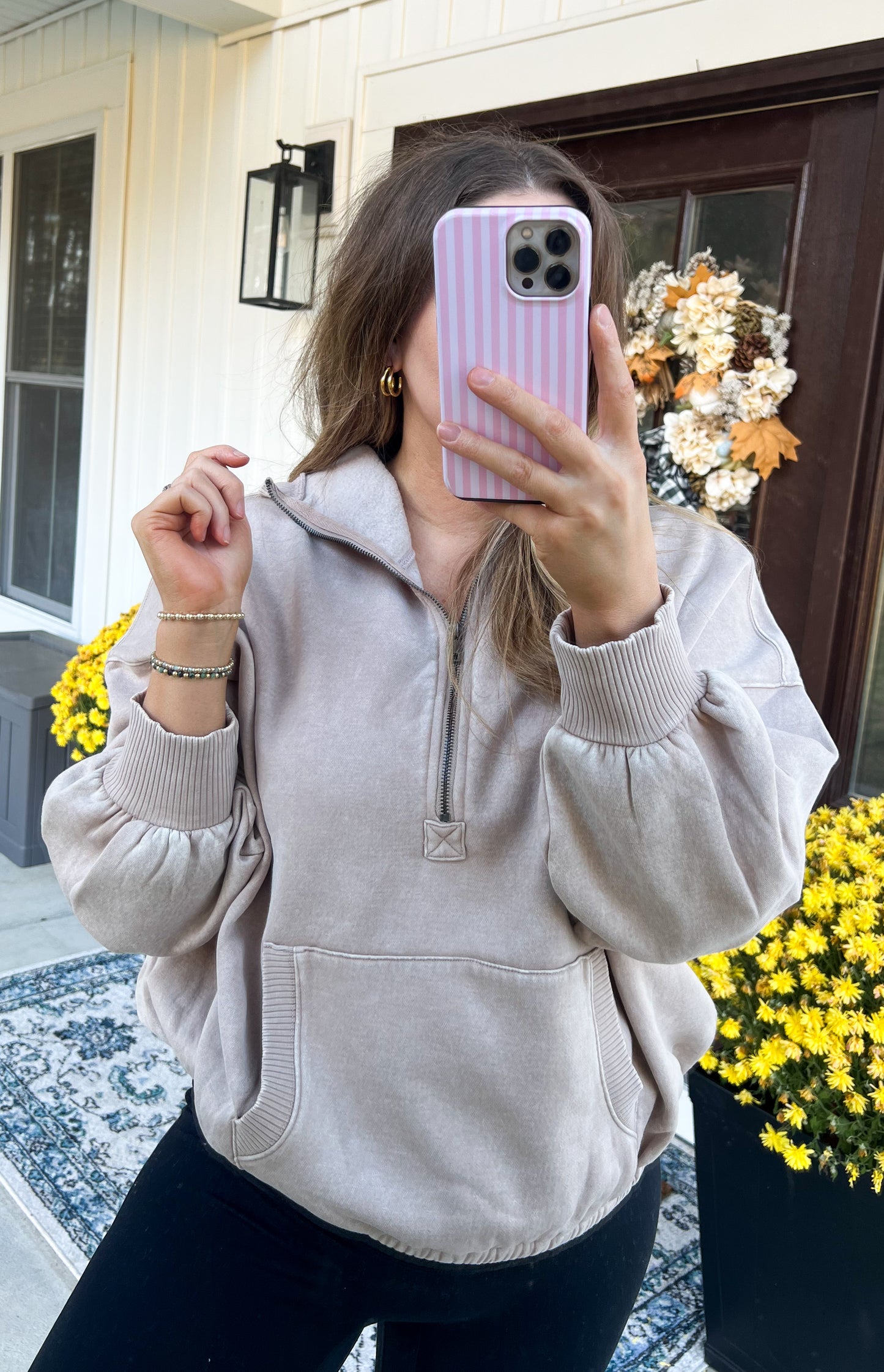 The Emery Hooded Half Zip - Ash Mocha