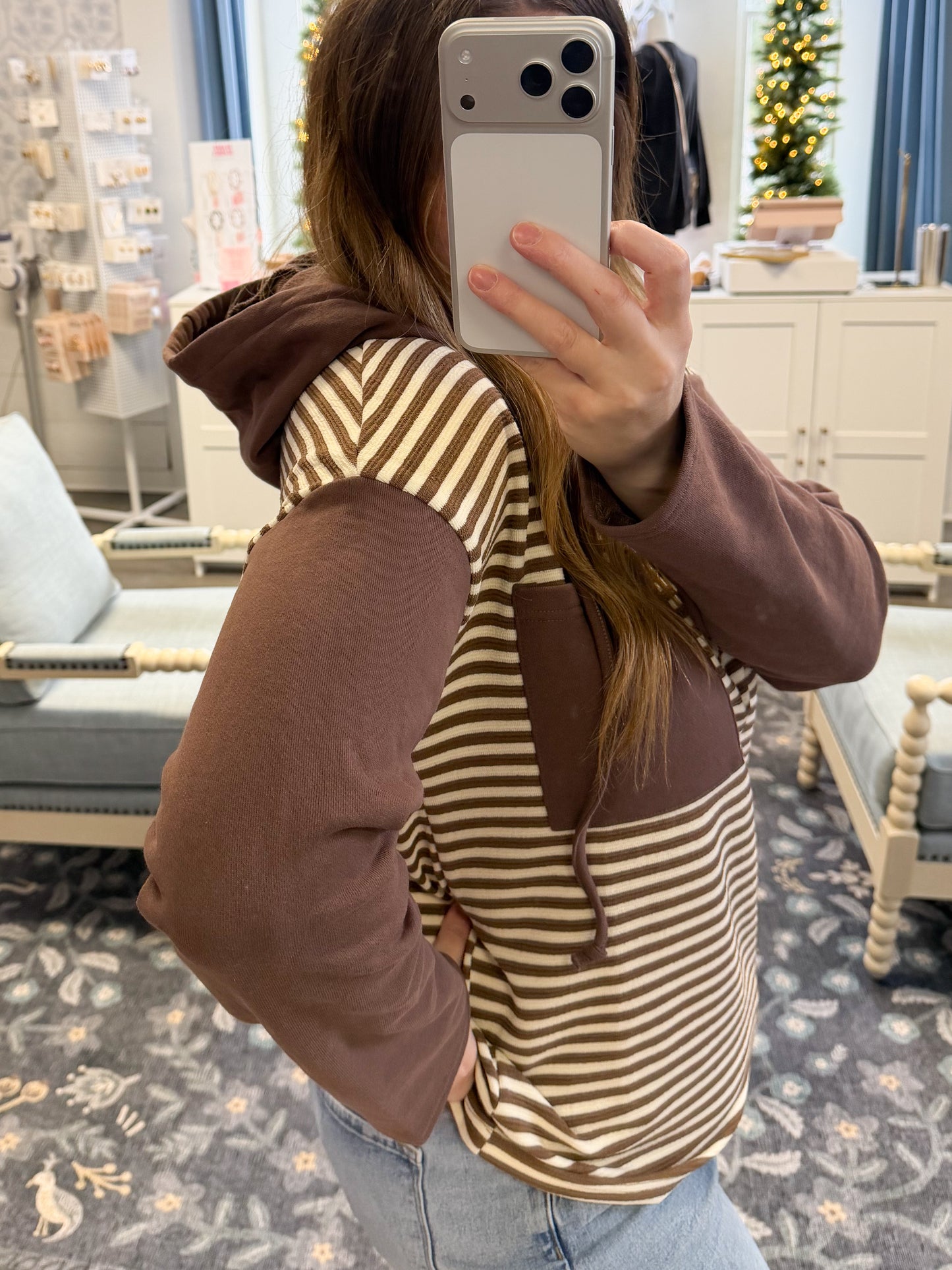 Brinley Stripe Hooded Top