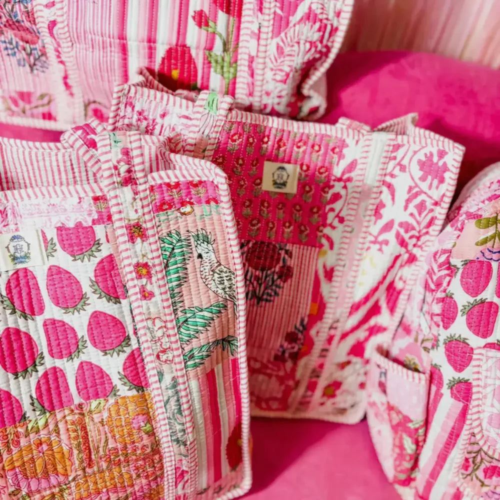Pink City Patchwork Regular Quilted Tote