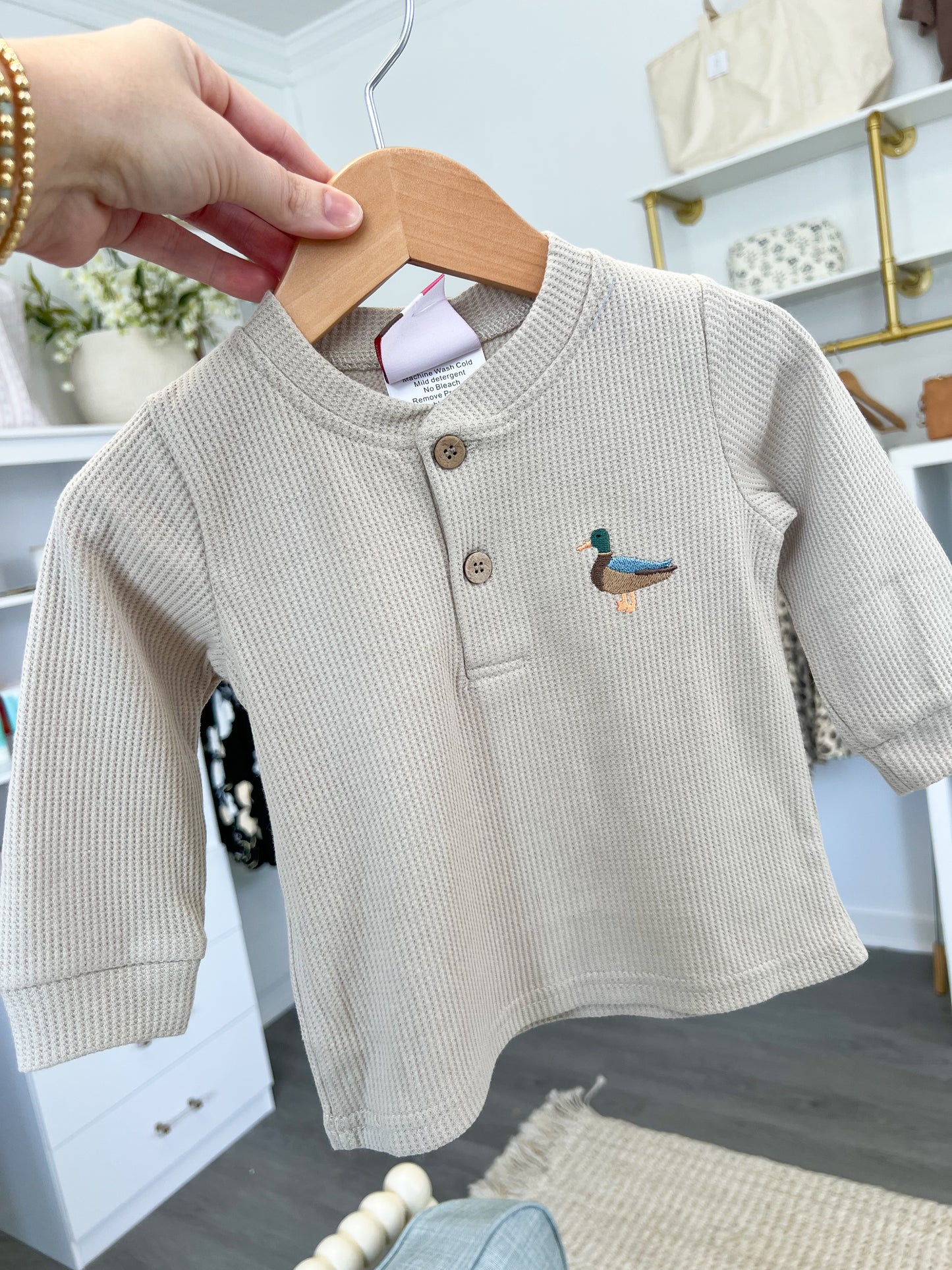 Boys Mallard Waffle Knit Henley