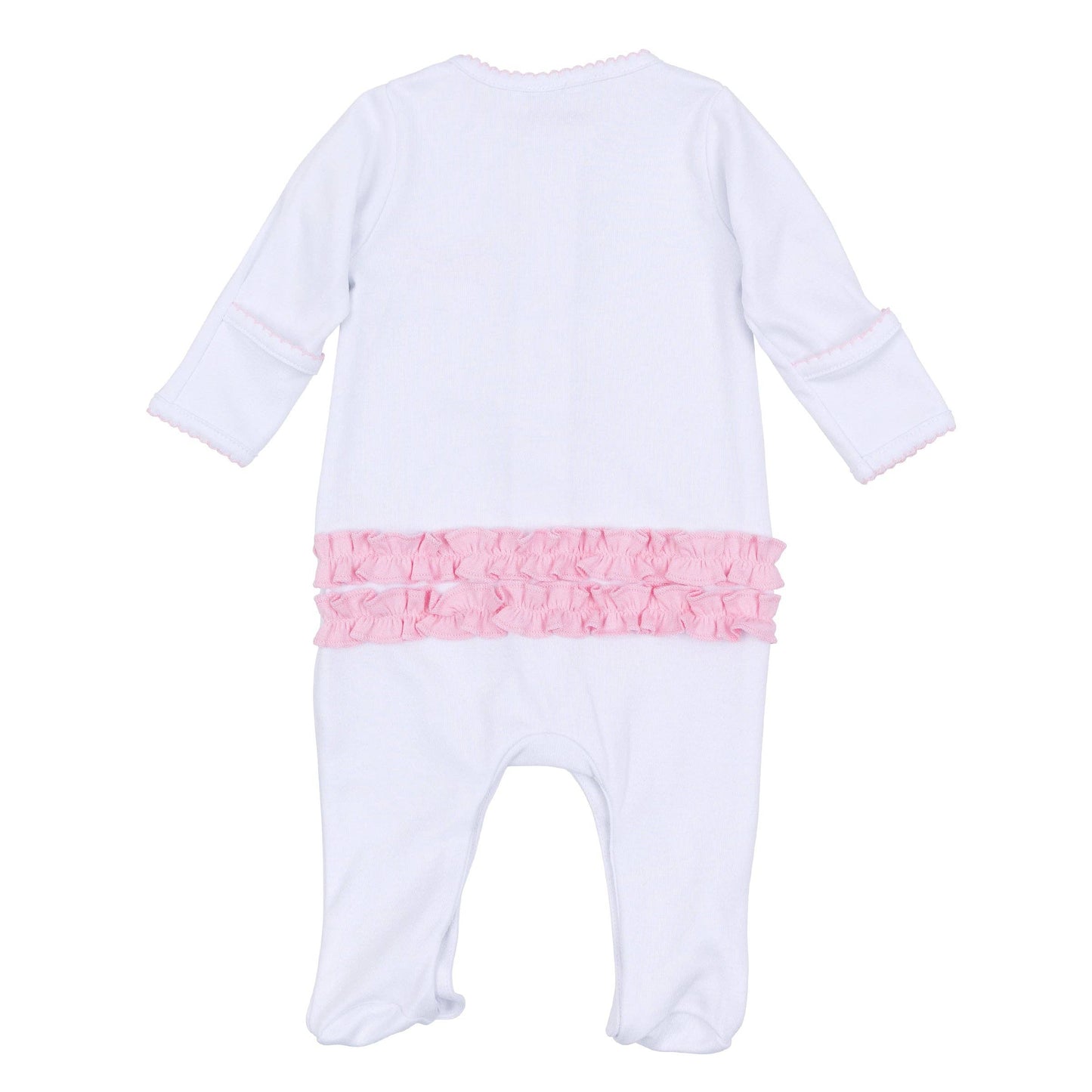 Precious Pumpkins Embroidered Ruffle Footie - Pink