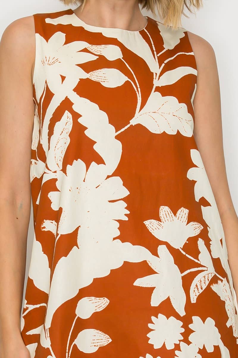 Rust Bloom Shift Dress