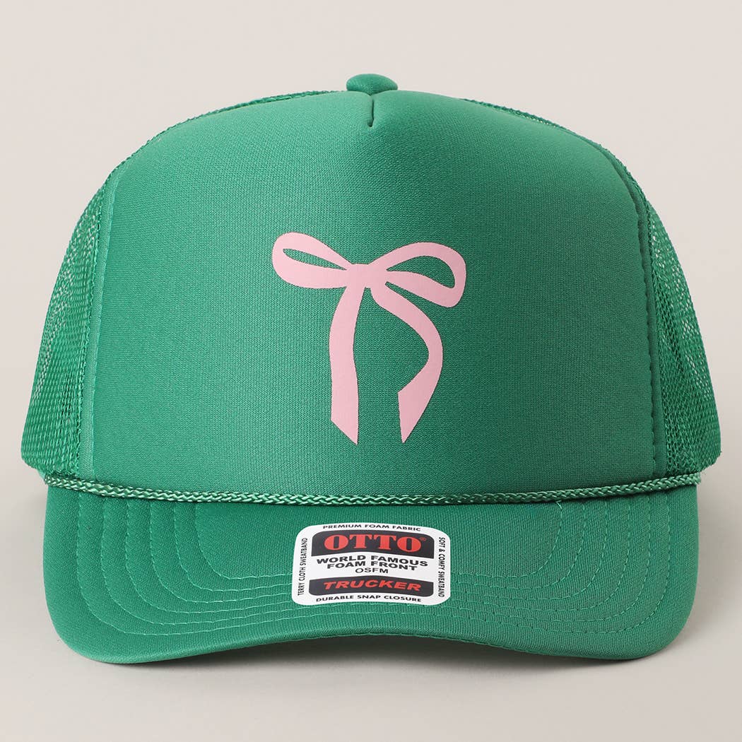 Color Pop Bow Graphic Mesh Back Trucker Hat
