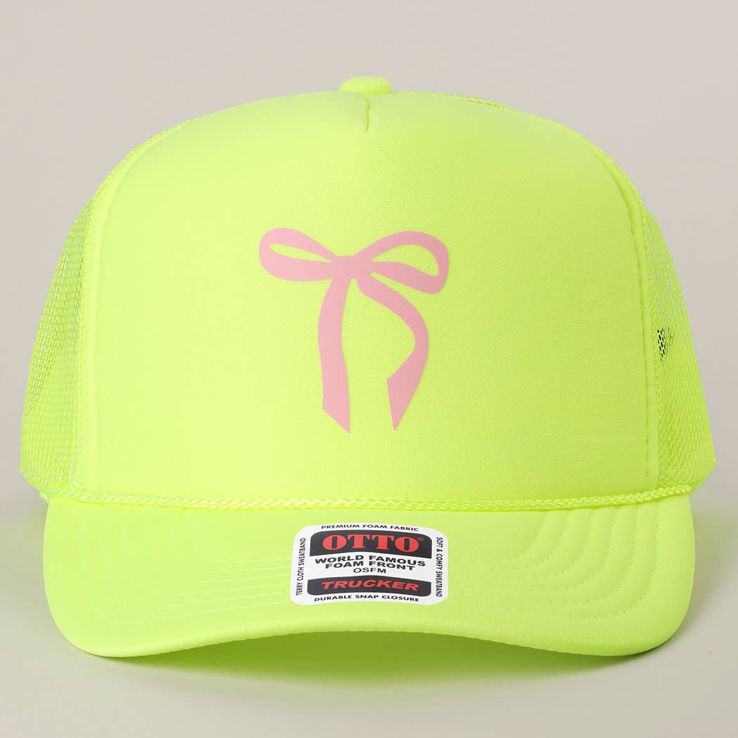Color Pop Bow Graphic Mesh Back Trucker Hat