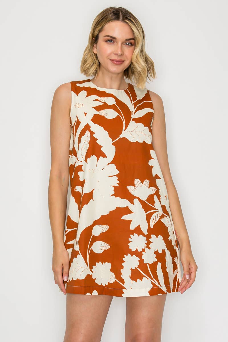 Rust Bloom Shift Dress