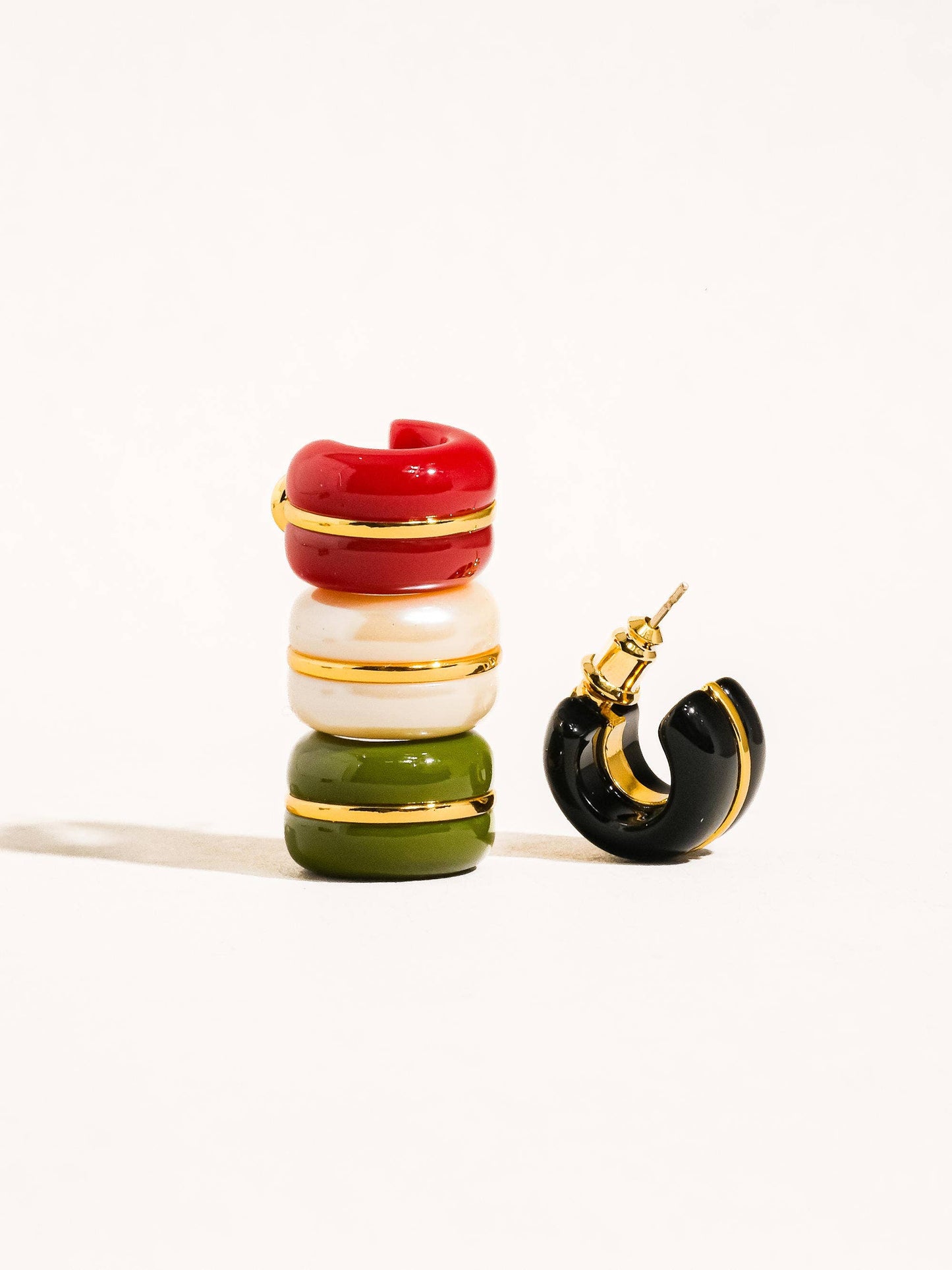 Arlo Small C Hoop Earring: Beige