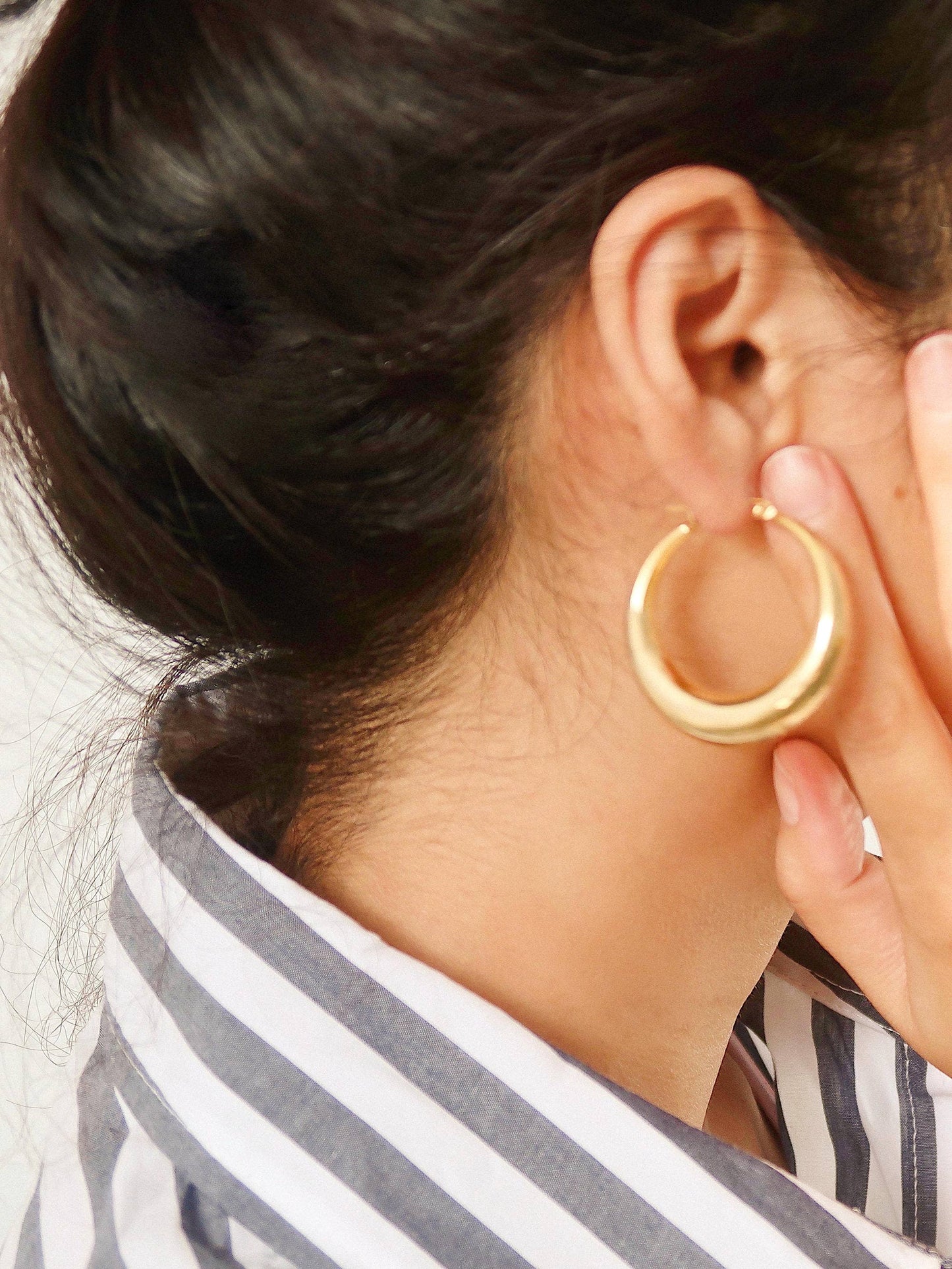 Galene Non-Tarnish Classic Large Hoop Earrings: Yellow Gold