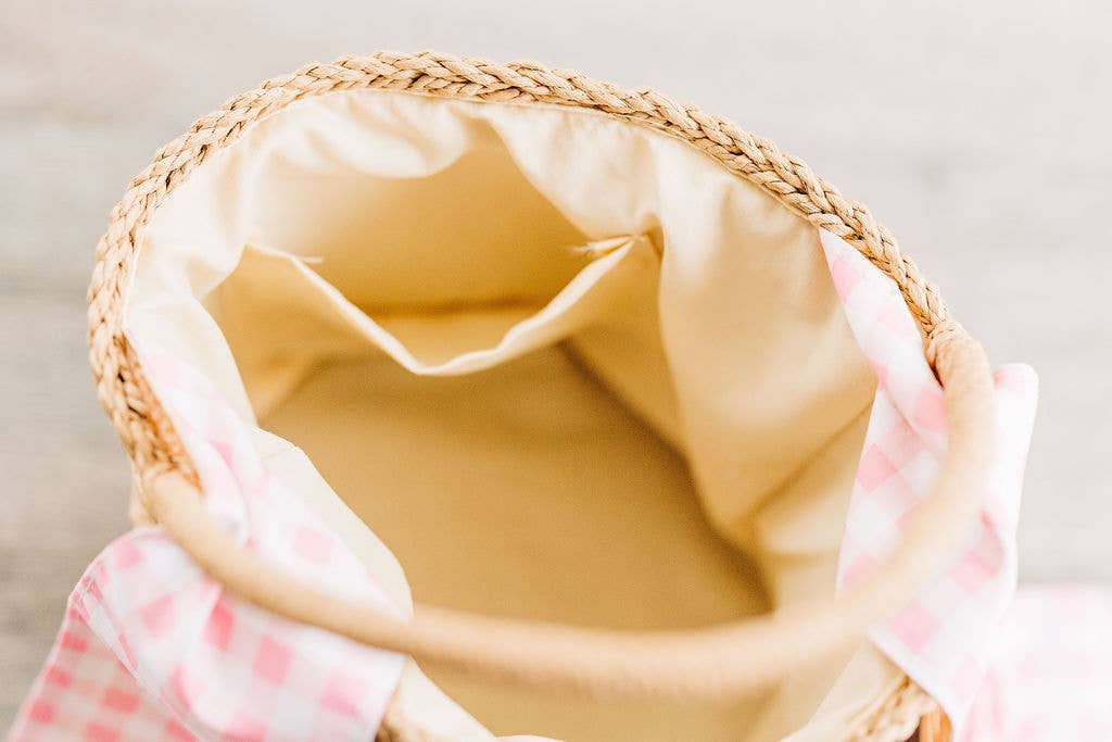 Gingham Kids Easter Basket - Easter Bunny Ears