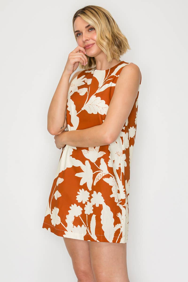 Rust Bloom Shift Dress