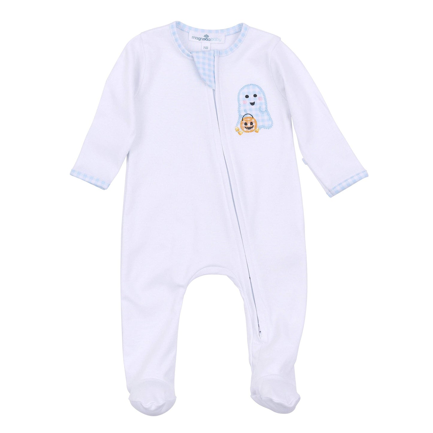 Boo Crew! Applique Zip Footie - Light Blue