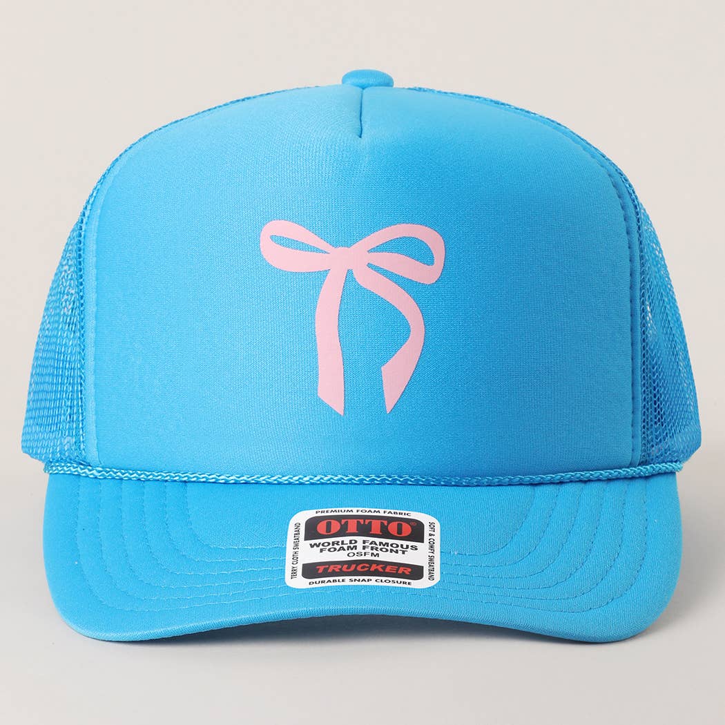 Color Pop Bow Graphic Mesh Back Trucker Hat