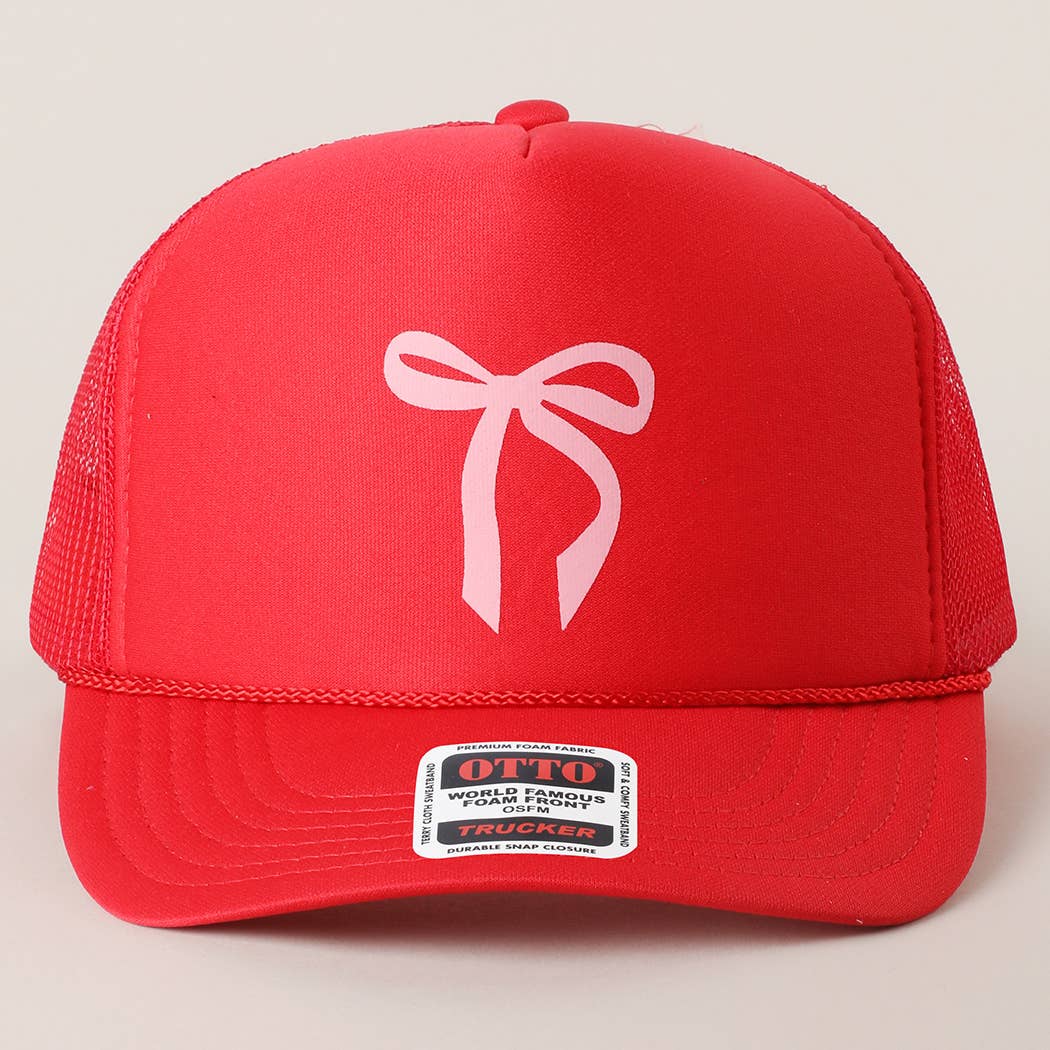 Color Pop Bow Graphic Mesh Back Trucker Hat