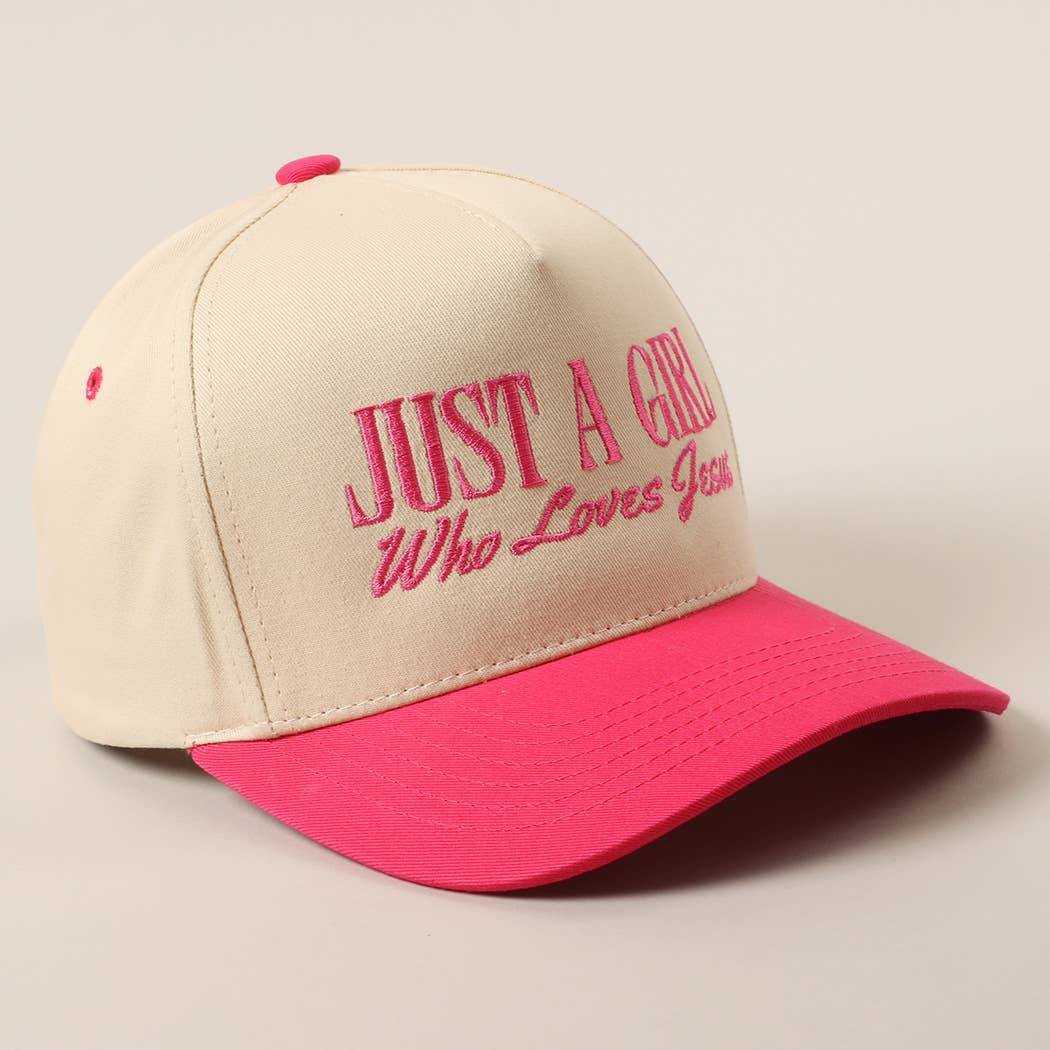 Just A Girl Who Loves Jesus Embroidery Trucker Hat: Light Denim