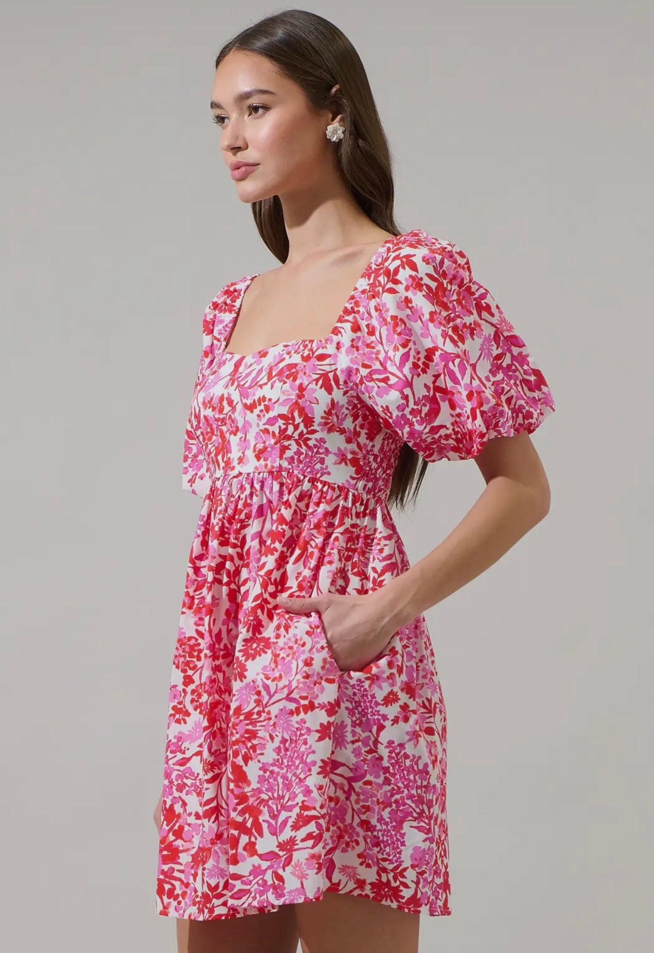 Pretty in Pink Puff Sleeve Mini Dress