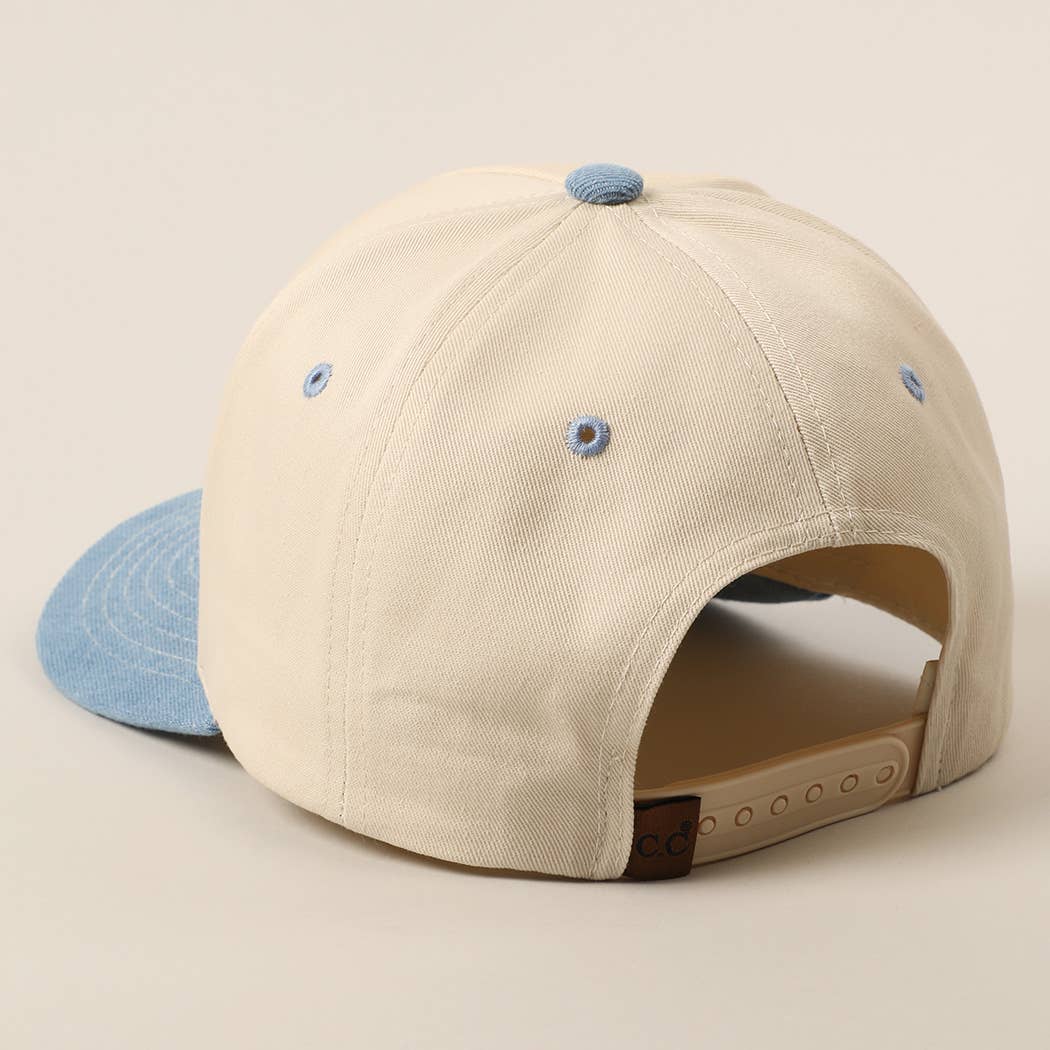 Just A Girl Who Loves Jesus Embroidery Trucker Hat: Light Denim