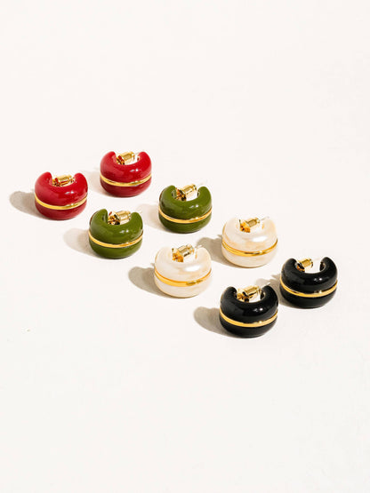 Arlo Small C Hoop Earring: Beige