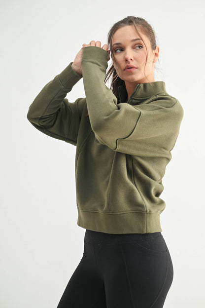 The Rowan Half Zip: Ivy Green