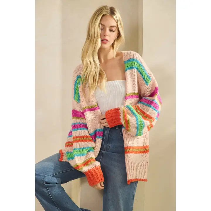 Rainbow Chunky Knit Cardigan