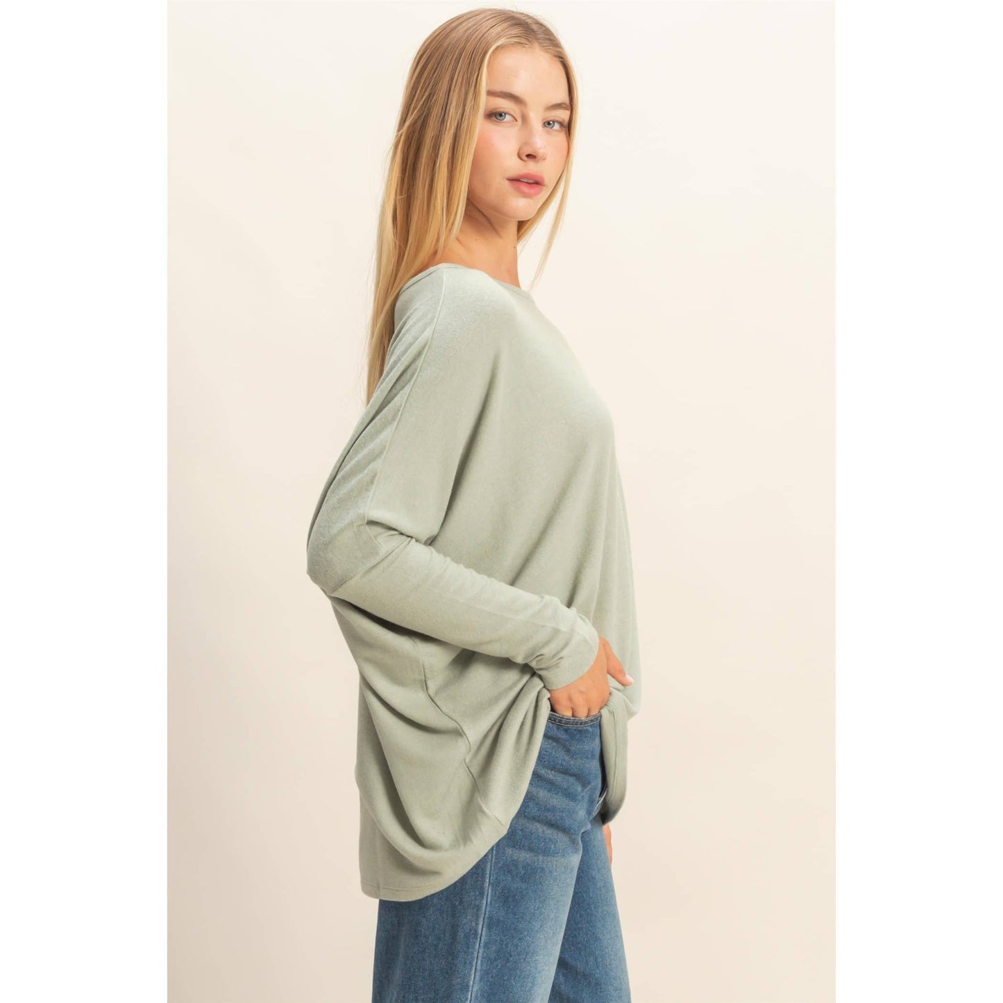 Relaxed Fit Dolman Long Sleeve Top