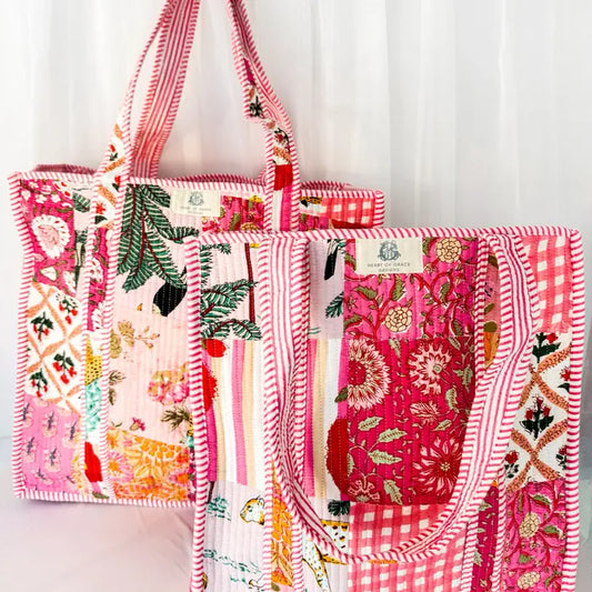 Pink City Patchwork Regular Quilted Tote