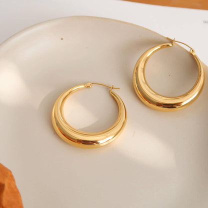 Galene Non-Tarnish Classic Large Hoop Earrings: Yellow Gold