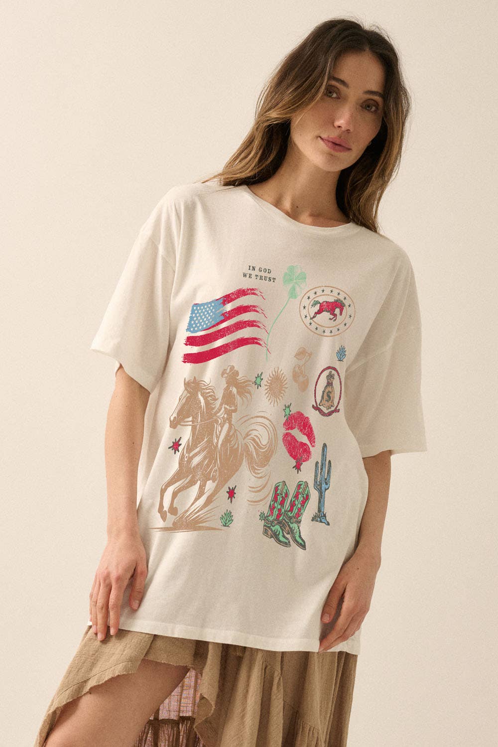 Americana Vintage-Print Oversize Graphic Tee
