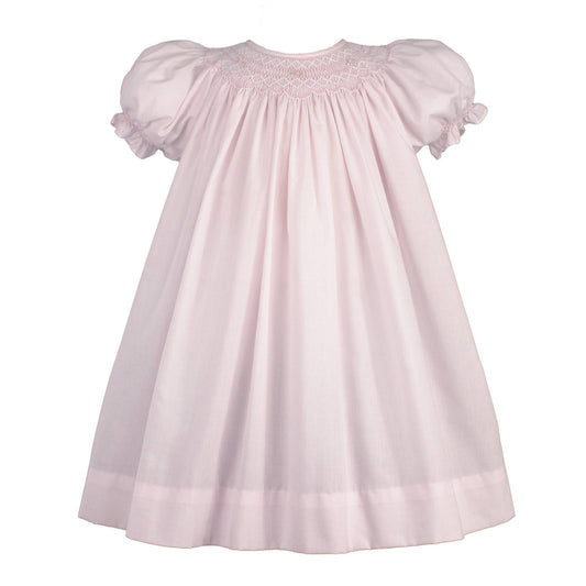 Bishop Smocked Daygown with Pearls - Pink