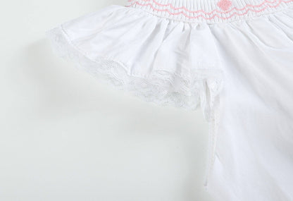 White and Pink Cross Bishop Dress