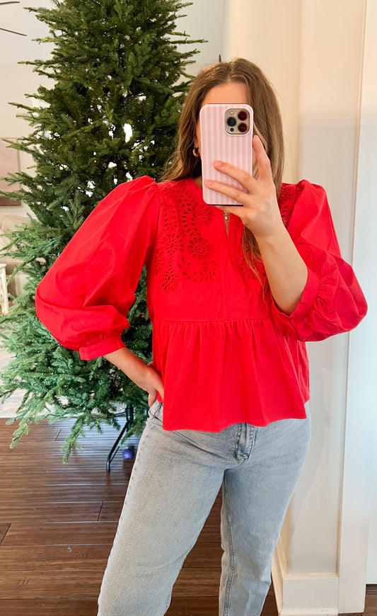 Merry & Bright Puff Sleeve Top