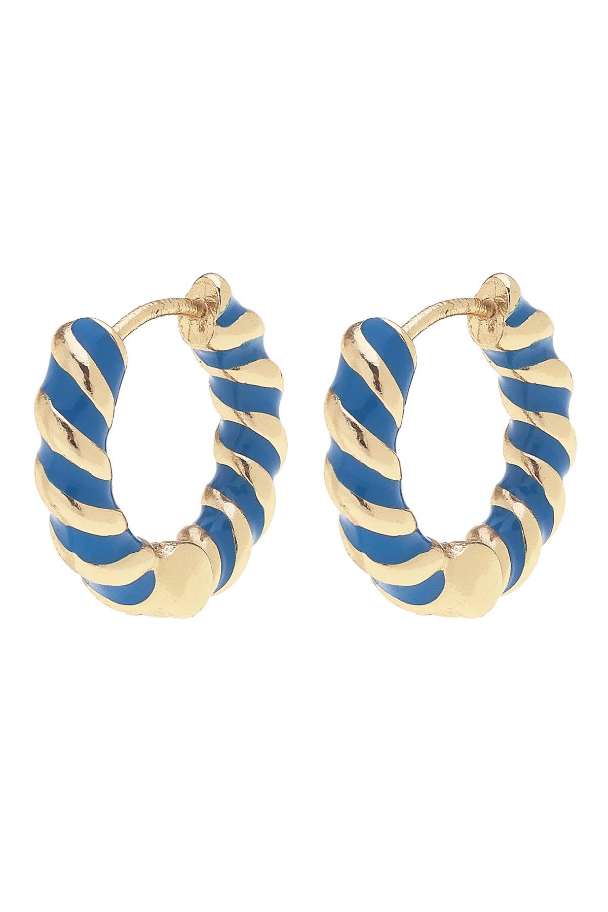Amber Twisted Enamel Huggie Hoop Earrings